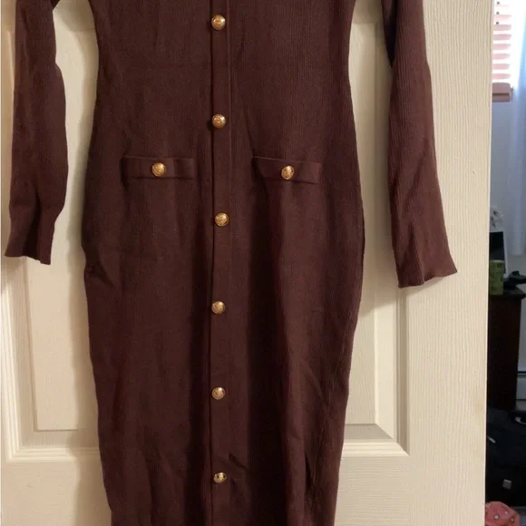 Rich Brown Knit Sweater and Rich Burgundy Knit Sweater Dresses - $20 each. - Picture 4 of 12